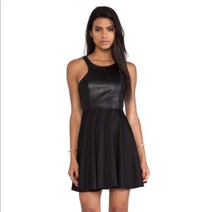 Fit and Flare Dress in Black Leather Blaque Label